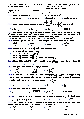 Đề thi thử THPT quốc gia lần I môn Toán, khối 12